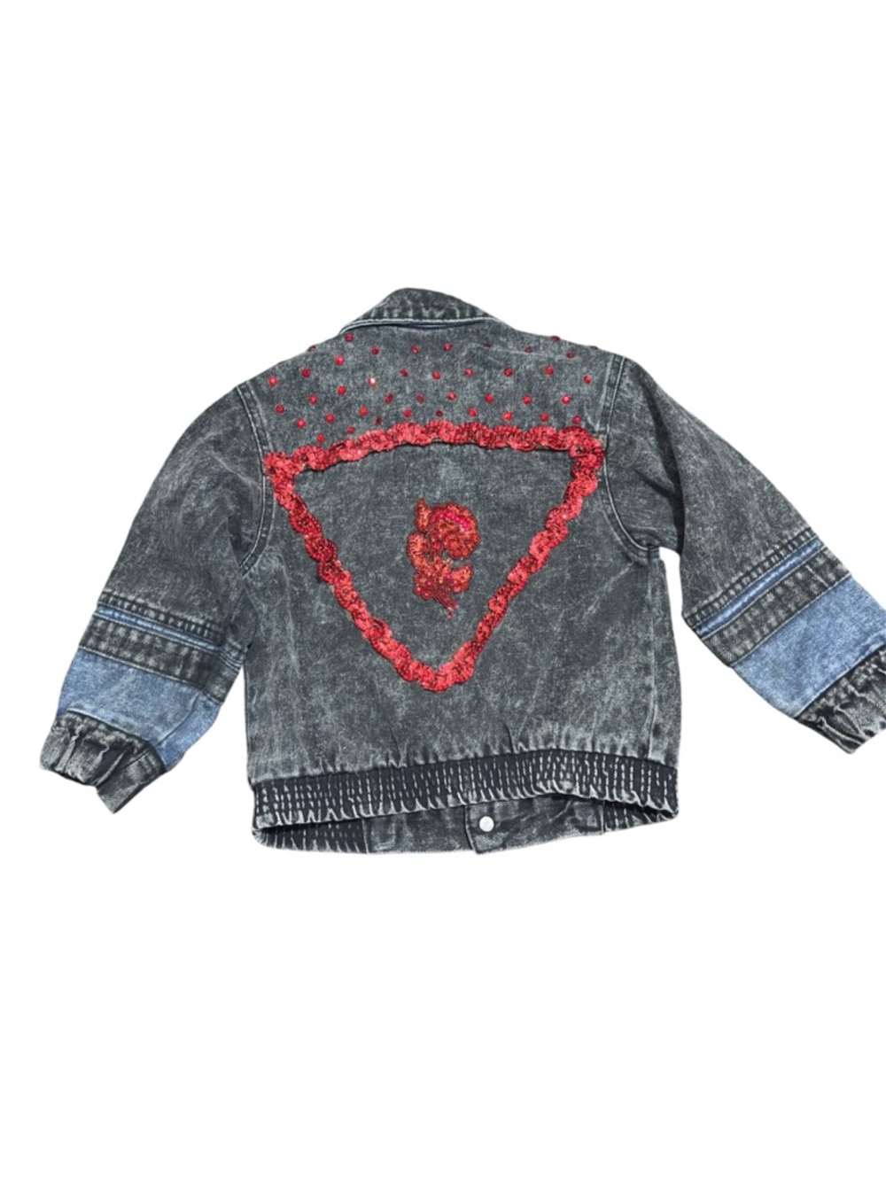 Levi’s Vintage 90s Kids Jean Jacket Black Acid Wash Size 4T Sparkly Star Patches - Picture 4 of 9
